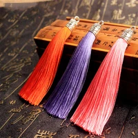 1ps2ps small silk tassel earrings pendant charm handicraft silver end cap tassel brush for diy jewelry making accessories