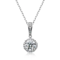 trendy 1 carat d color vvs1 moissanite necklace women jewelry 925 sterling silver plated white gold 4 prong charm necklace gift