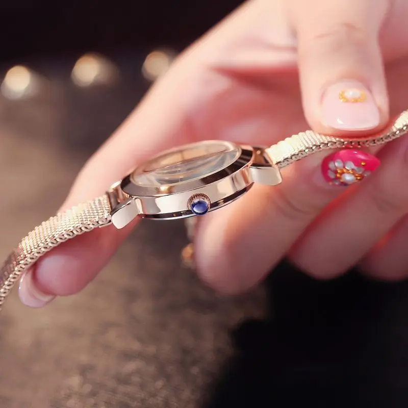 

New Lady Cute Bracelet Rose Gold Silver Stainless Steel Mesh Band Watch Women Beautiful Gift Girl Fashion Casual Teen Hot Clock