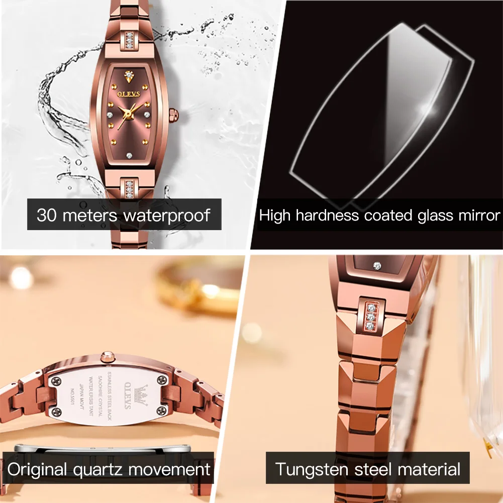 OLEVS NEW Fashion Women Watch Luxury Diamond Imported Movement Watch Waterproof Tungsten Steel Watch Quartz Business wrist Watch enlarge