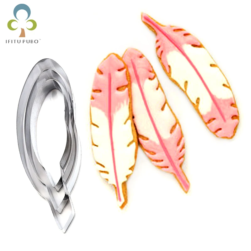 3 шт./компл. инструменты для печенья из нержавеющей стали ремешок в форме пера