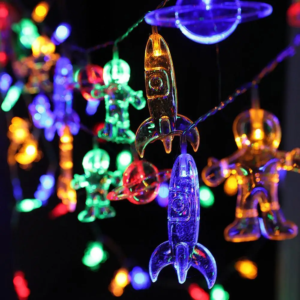 

LED String Light For Children's Room Spaceman Astronaut Rocket Universe Pendants Battery Lanterns Light String Kids Bedroom Deco