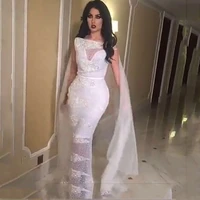 vestido de noiva fashion bateau appliqued beaded straight sleeveless long prom bridal gown with cape mother of the dress