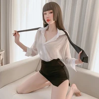 sexy secretary uniform ol coverall tulle shirt sex skirt erotic costume cosplay sexy teacher couple sex play outfit sexy uniform