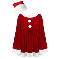 kids baby girls christmas costume dress with hat set princess cloak cape dress children clothes xmas outfit set 4 6 8 10 12 y
