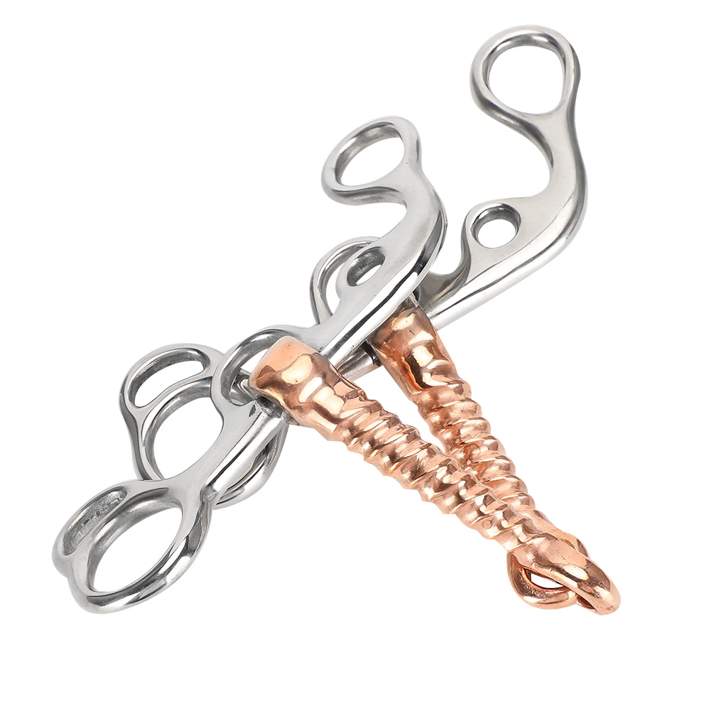 Broca de Snaffle de acero inoxidable para entrenamiento de caballos, suministros de equipo ecuestre, varilla de cobre roscada de acero inoxidable, broca de caballo-0