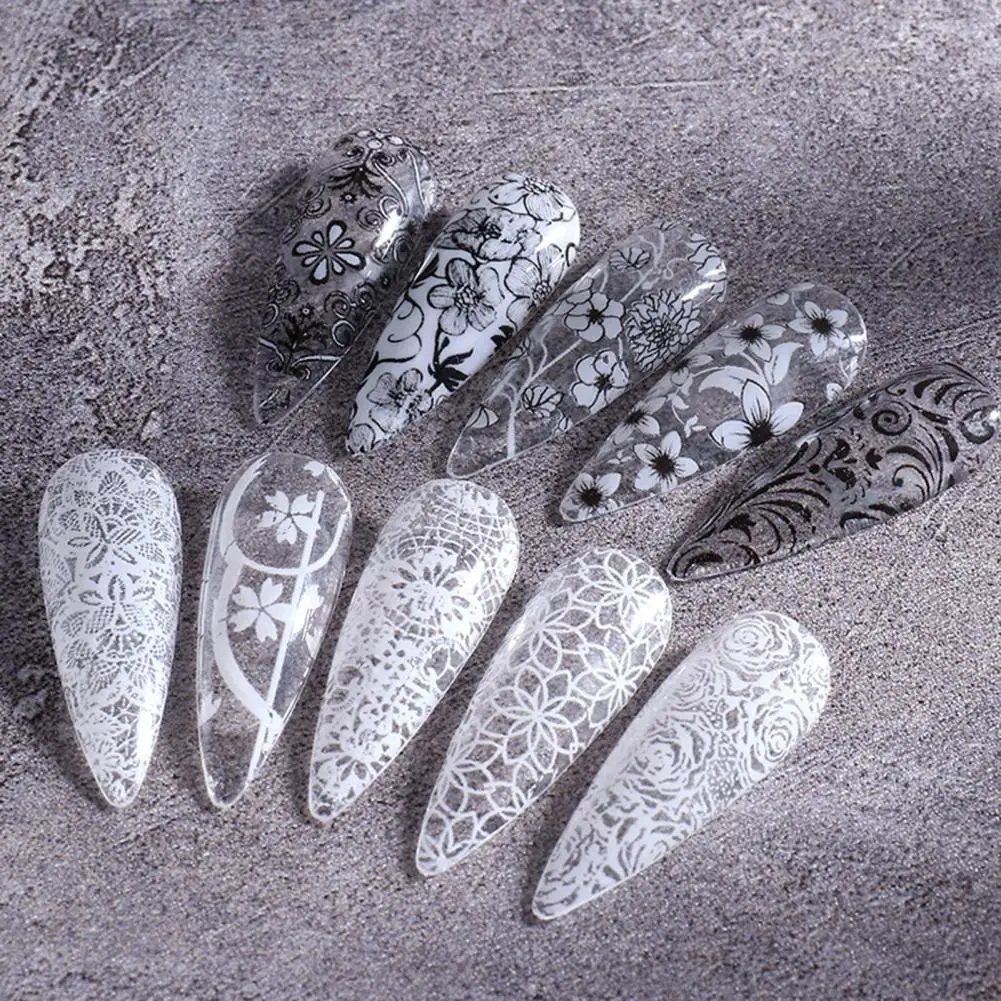 

10 шт., Стикеры для ногтей с цветочным принтом