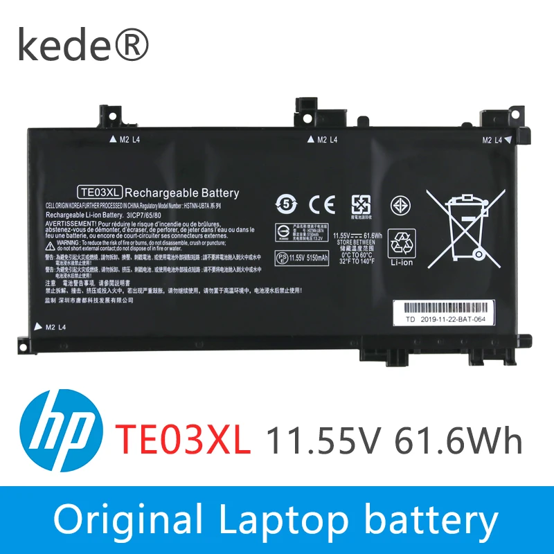 Аккумулятор kede для ноутбука HP 11 55 в 61.6WH TE03XL TPN Q173 115 bc011TX 15 bc012TX bc013TX AX015TX 849910