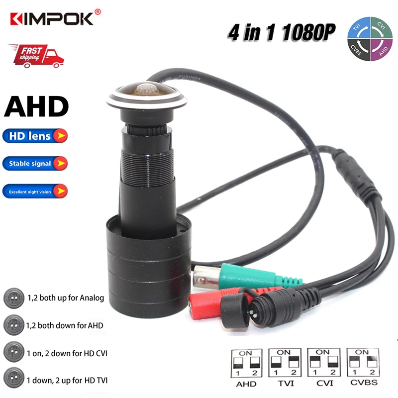 

KIMPOK Home Security 1080P AHD/TVI/CVI/CVBS 4 In 1 Door Eye Hole Camera 2MP IMX307 Star Light 0.0001Lux Peephole Night Vision