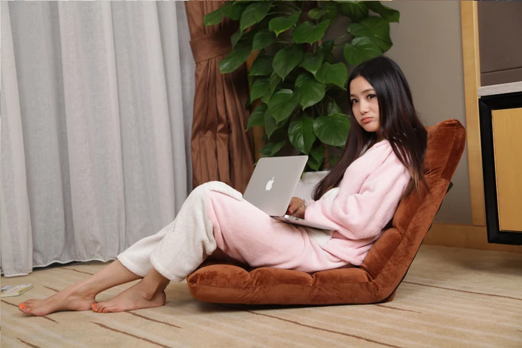 Fashion 14-Position Floor Folding Gaming Sofa Chair Lounger Folding Adjustable Sleeper Bed Couch Recliner (Pink)