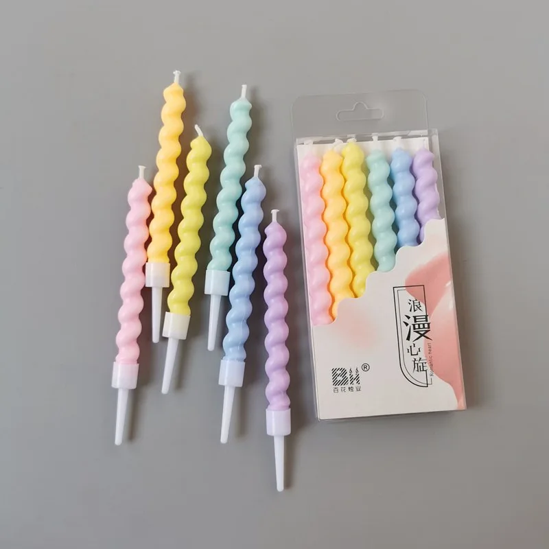 

6Pcs/set Thread Color Birthday Candles With Stand Cake Candle Party Supplies Wedding Decoration Baby Children Party Atmosphere