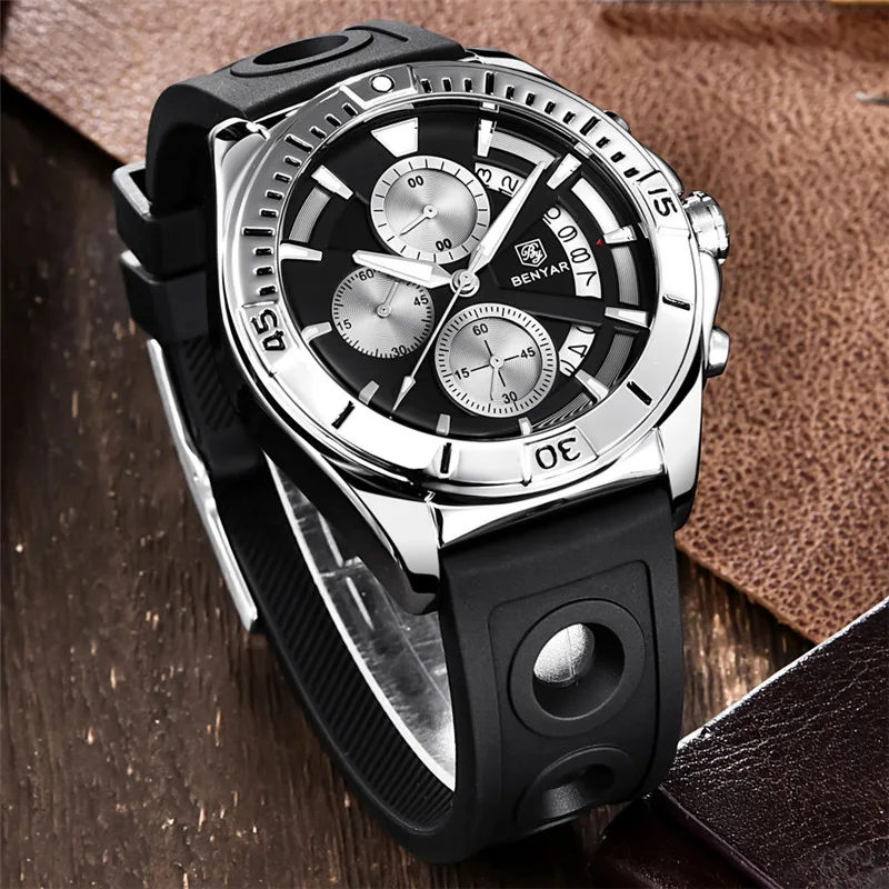 Часы BENYAR Мужские кварцевые с календарем спортивные брендовые Роскошные в стиле