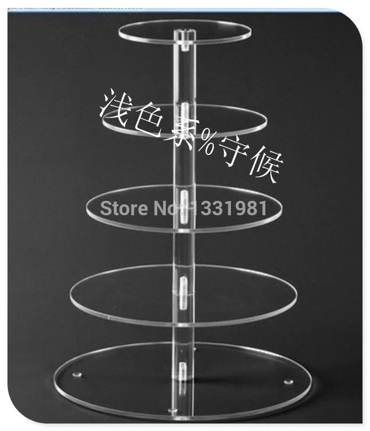 

5 tier thick round the new European fine acrylic wedding cake aircraft turn sugar cake acrylic cupcake stand