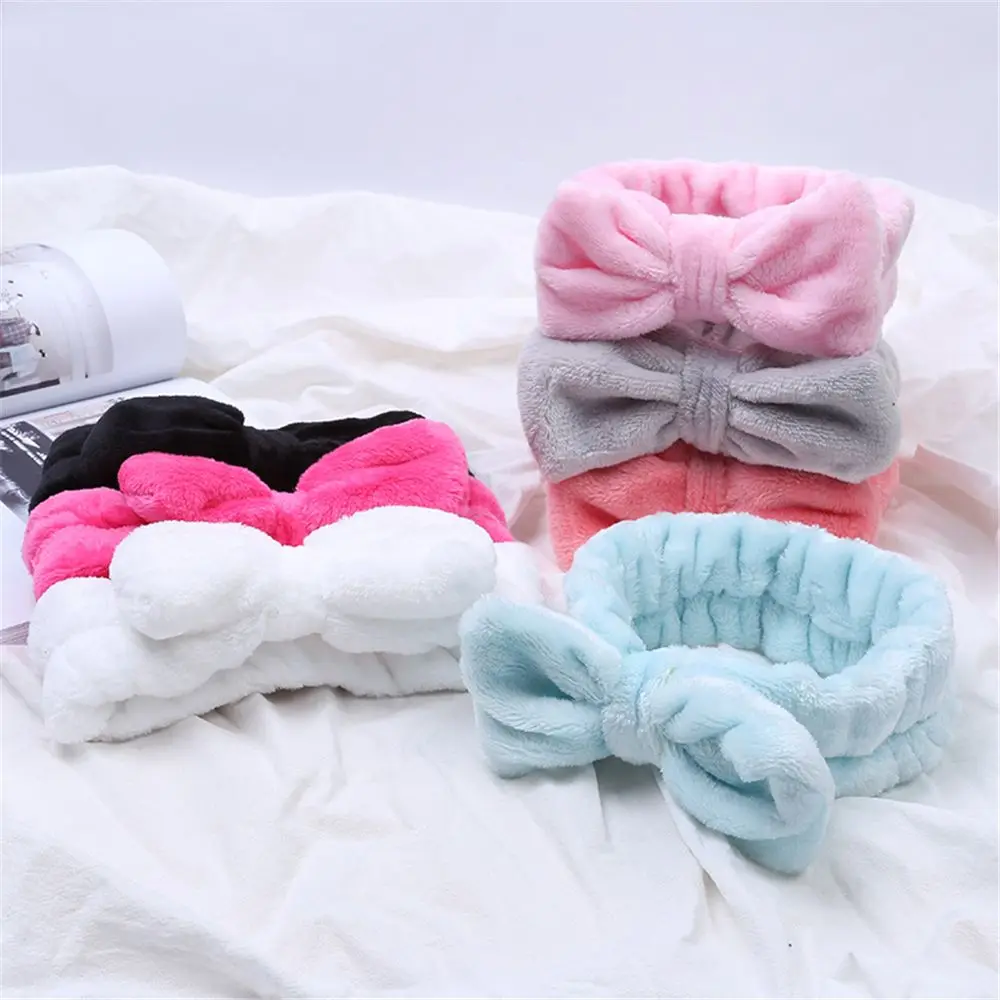 

Coral Fleece Hairbow Cross Headband For Wash Face Makeup Lady Bath Mask Cosmetic Hairband Elastic Soft Turban Hair Accessories