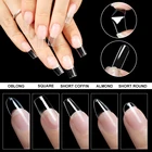 100 шт., Натуральные Французские искусственные  накладные ногти многоразовые акриловые накладные ногти с полным покрытием балерины, гроба, нажимайте на ногти для наращивания ногтей типсы для наращивания