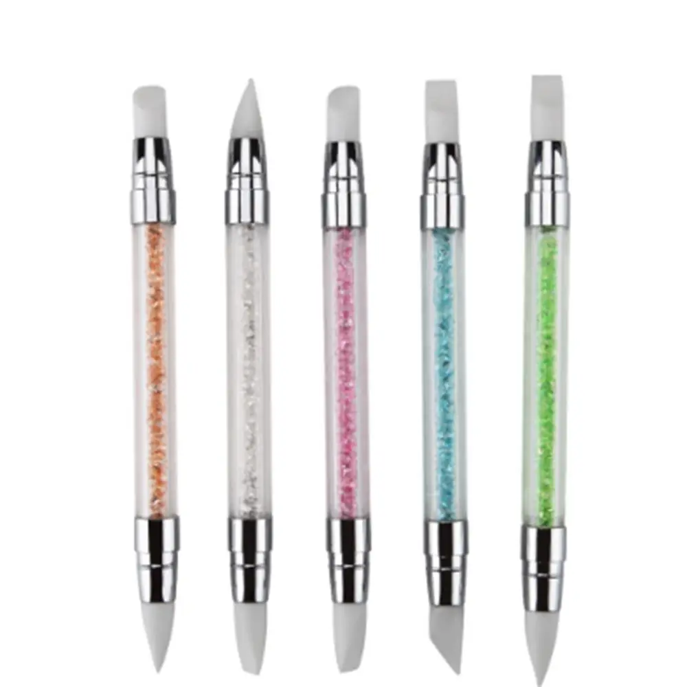 Стразы кисти для дизайна ногтей силиконовая головка Кисть Карандаш с акриловой