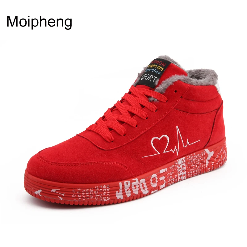 Moipheng/; теплая плюшевая Женская Вулканизированная обувь; кроссовки; женская повседневная обувь на шнуровке; дышащая обувь из флока для влюбленных; обувь на плоской подошве с граффити