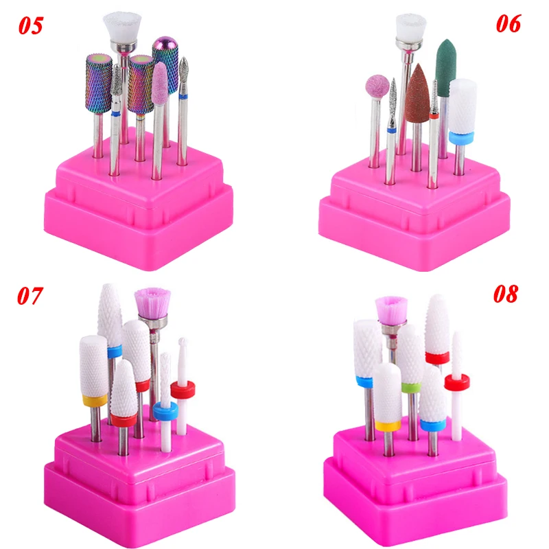 7 Pcs Nail Drill Bits Set Carbide Ceramic Milling Cutter Gel Polish Remover Electric Pedicure Drill Nail Files Nail Art Tool