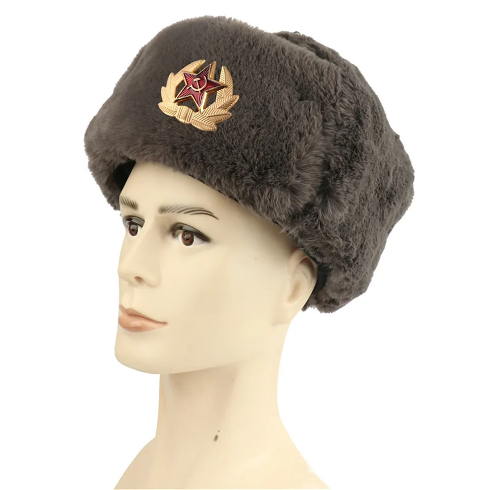 Зимняя советская армия военный значок русская ушанка утолщенная теплая шапка