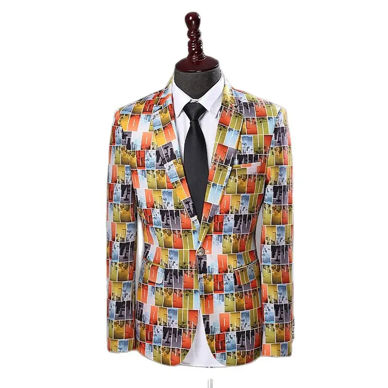 

Gothic Tailcoat New Tide Mens Fashion Print Blazer Design Plus Size Hip Hop Casual Male Slim Fit Suit Jacket Singer Costume