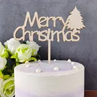 Рождественский цвет деревянный торт Топпер, акриловые Рождественские елки торт Топпер вечерние украшения торта рождественские вечерние принадлежности
