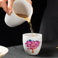 creative japanese sakura teacup hot cold temperature discoloration color changing flower ceramic tea set