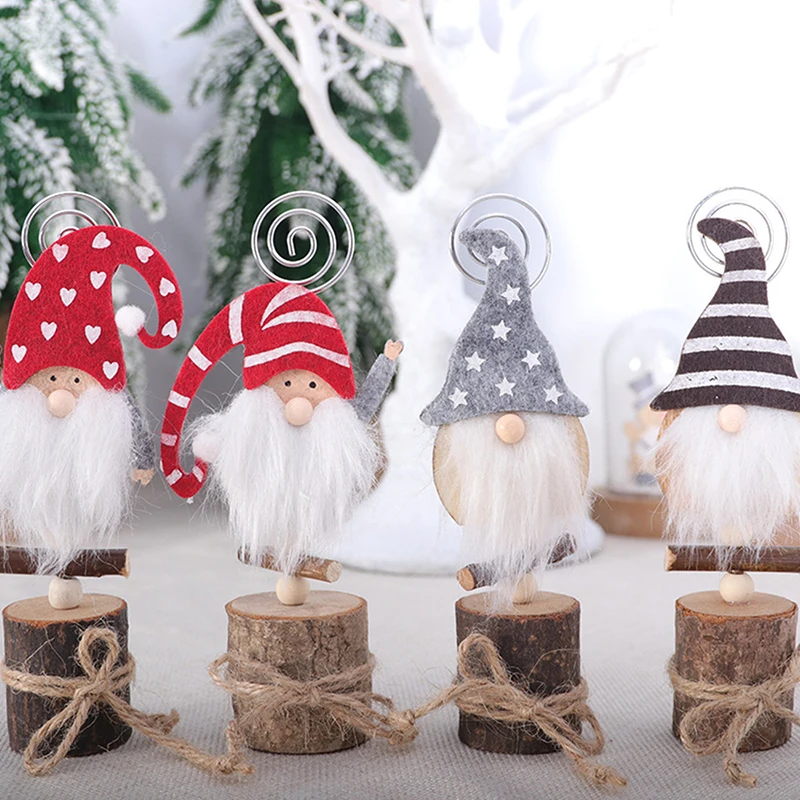 

1Pc Wooden Old Man Card Holder Ornaments Creative Christmas Decorations