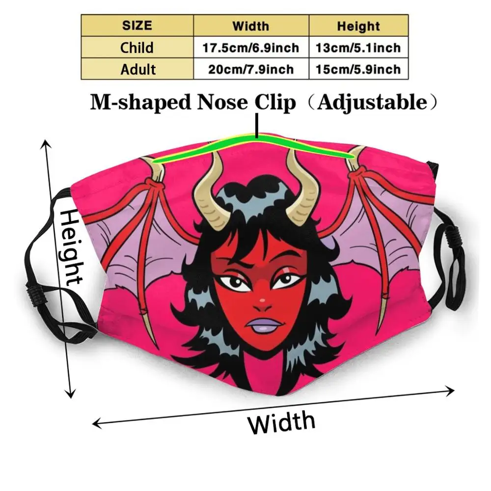 Дьявол девушка печати многоразовые рот маска моющийся фильтр против пыли лицо