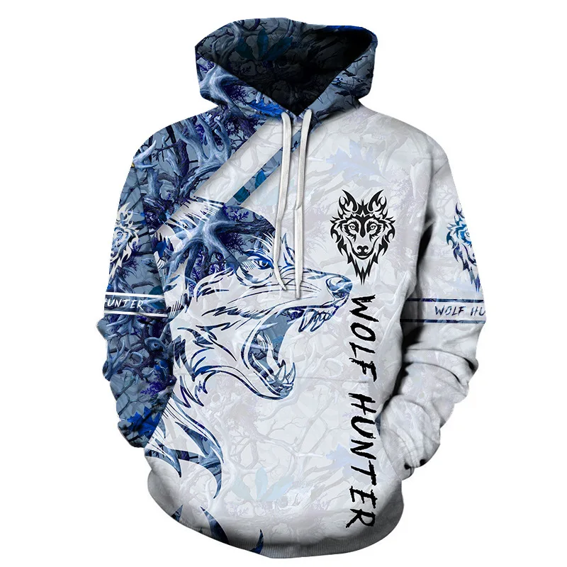 

Толстовка мужская с длинным рукавом и 3D-принтом волка, весна-осень