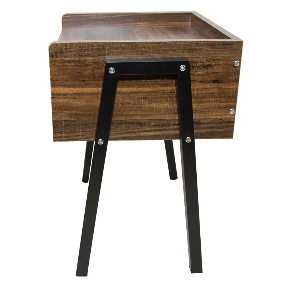 

Industrial Nightstand Cabinet for Storage Stackable End Table Side Table for Small Spaces Metal Frame Vintage Wood Look