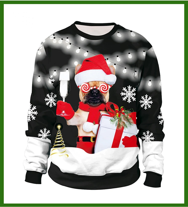 Рождественский свитер унисекс с объемным изображением деда мороза смешной