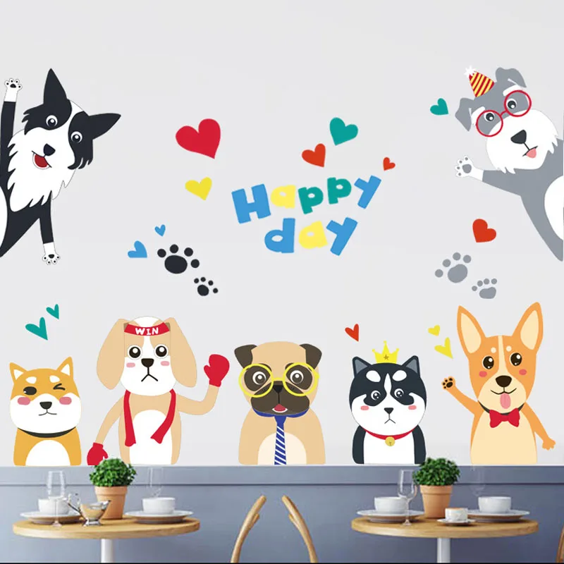 Съемные наклейки сделай сам с мультяшными питомцами для детской спальни