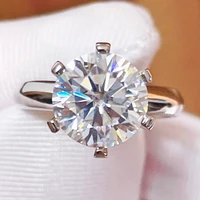 3ct real moissanite ring for women fixed size crown design diamond rings color d vvs1 3ex not adjustable s925 sterling silver