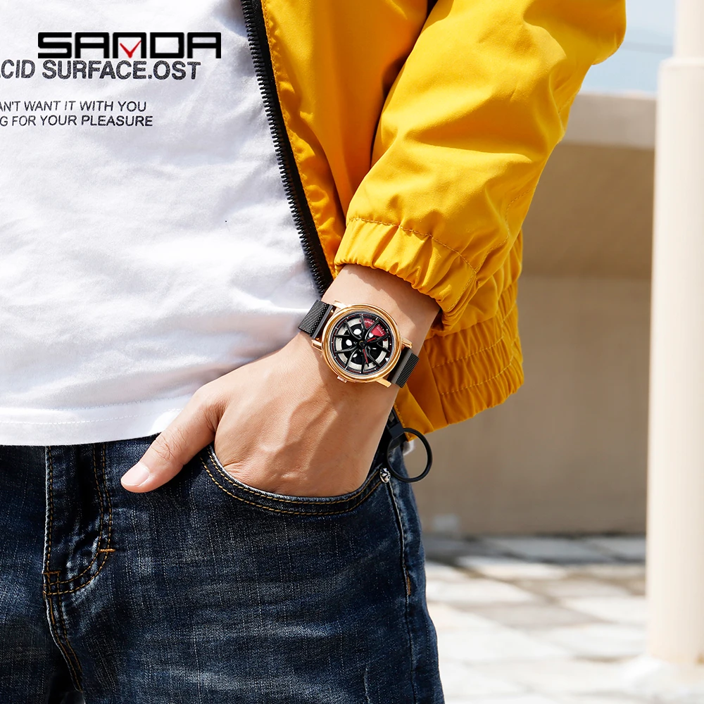 

SANDA 2020 New Top Brand Men Watches Men's Mesh Belt Waterproof Casual Quartz Date Clock Male Wrist watch relogio masculino