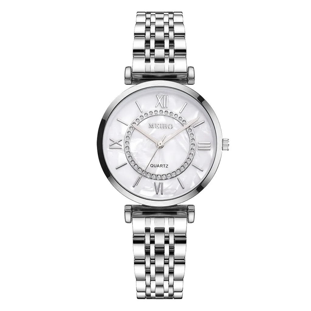 

MEIBO Luxury Sleek Minimalist watch men Stainless Steel Watch Quartz Watch Fashion Diamond Women Wrist Watch Clock