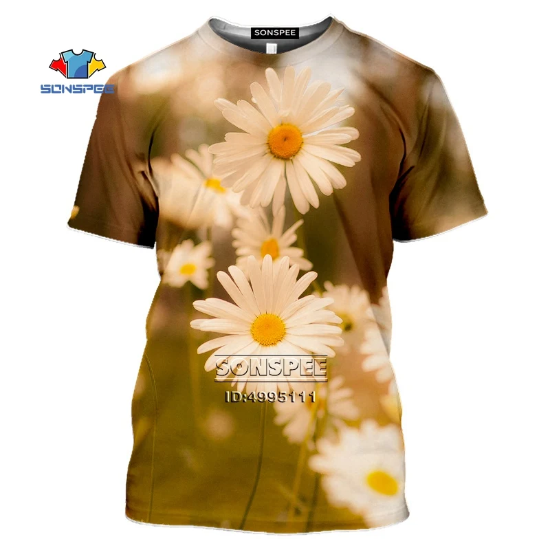 

SONSPEE 2020 Daisy Men's T-shirt 3D Print Fresh Yellow Flowers Summer Casual Harajuku T shirt Women Fitness Tops Streetwear Tees