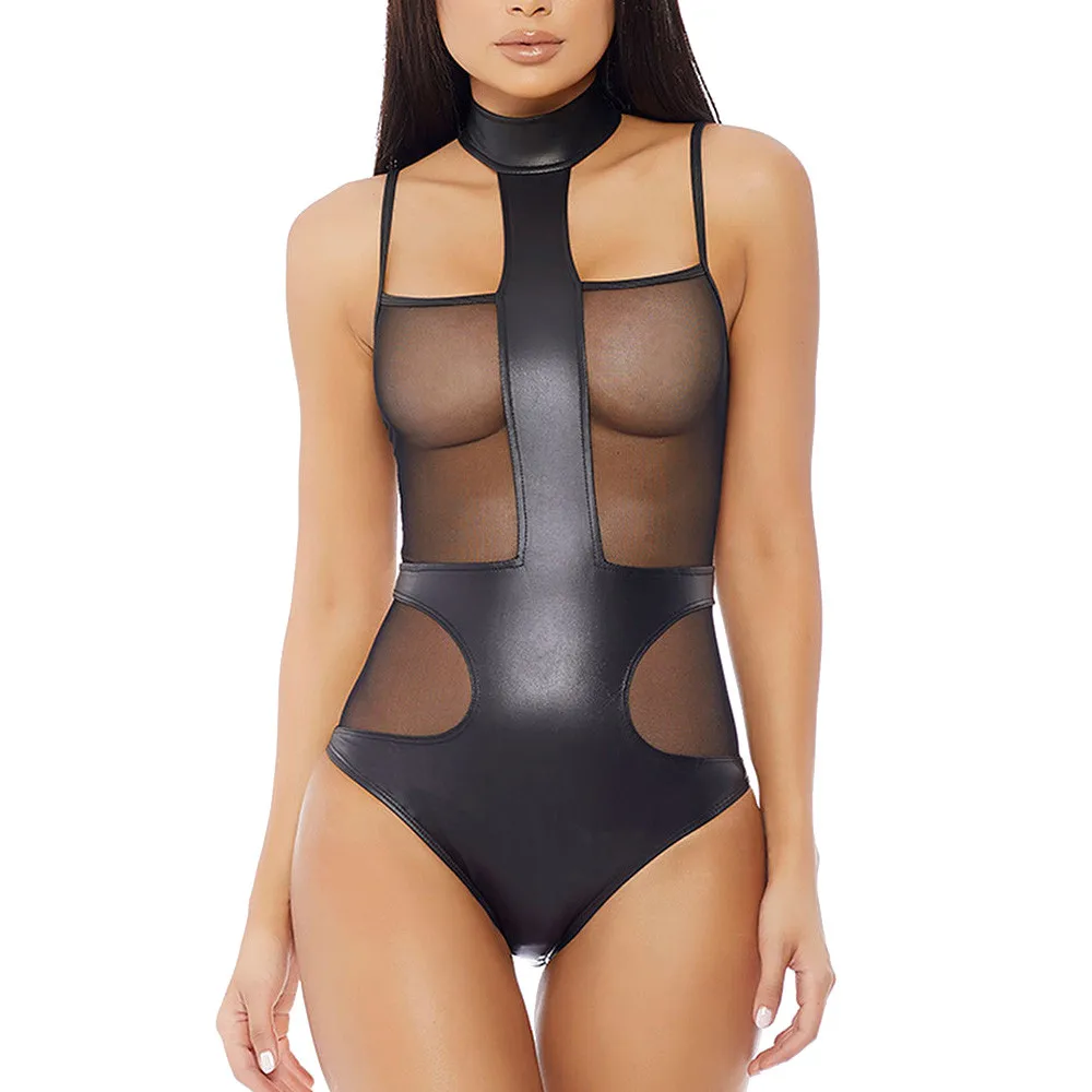 Babydoll сексуальное кожаное нижнее белье женское прозрачное Эротические костюмы