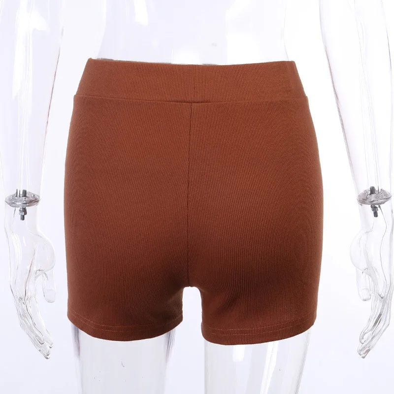 

Women ribbed biker shorts cycliste femme short mode white black brown sweat shorts Cotton skinny short pants pantalones cortos