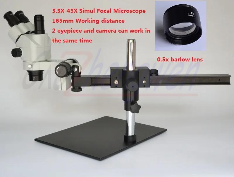 Тринокулярный микроскоп FYSCOPE 3 5x ~ 45X с многофокусным расстоянием Стерео Зум для