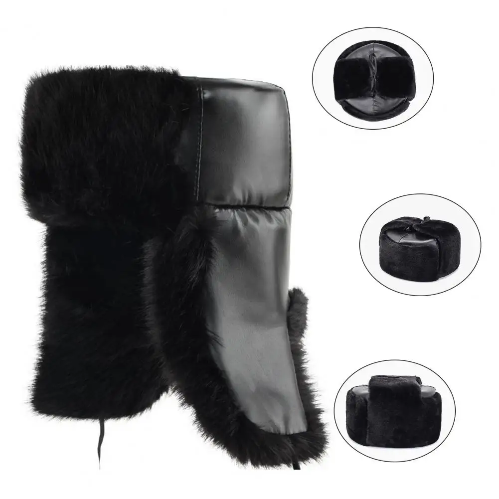 Практичная прочная теплая шапка-Авиатор с ушами одного размера удобная для кожи