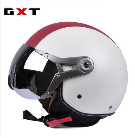 2 GXT мотоциклетные винтажные шлемы ретро Половина лица Casco мотокросс шлем скутер casco motocicleta кожаный шлем для Harley - Цвет: 2