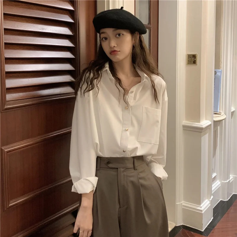 

Женские рубашки с длинным рукавом, в Корейском стиле