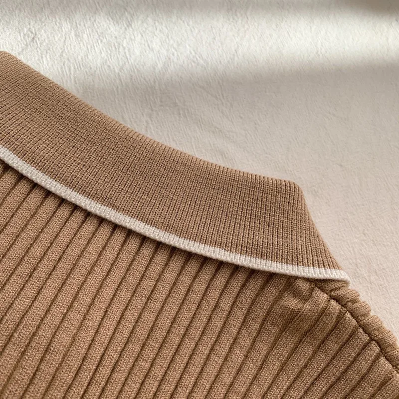 

Elegant knitted dress summer vintage women v-neck French brand slim casual mini sweater dress elegant women clothes