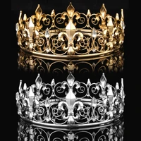 wholesale circle gold prom accessories king mens crown round imperial gold rhinestone tiara