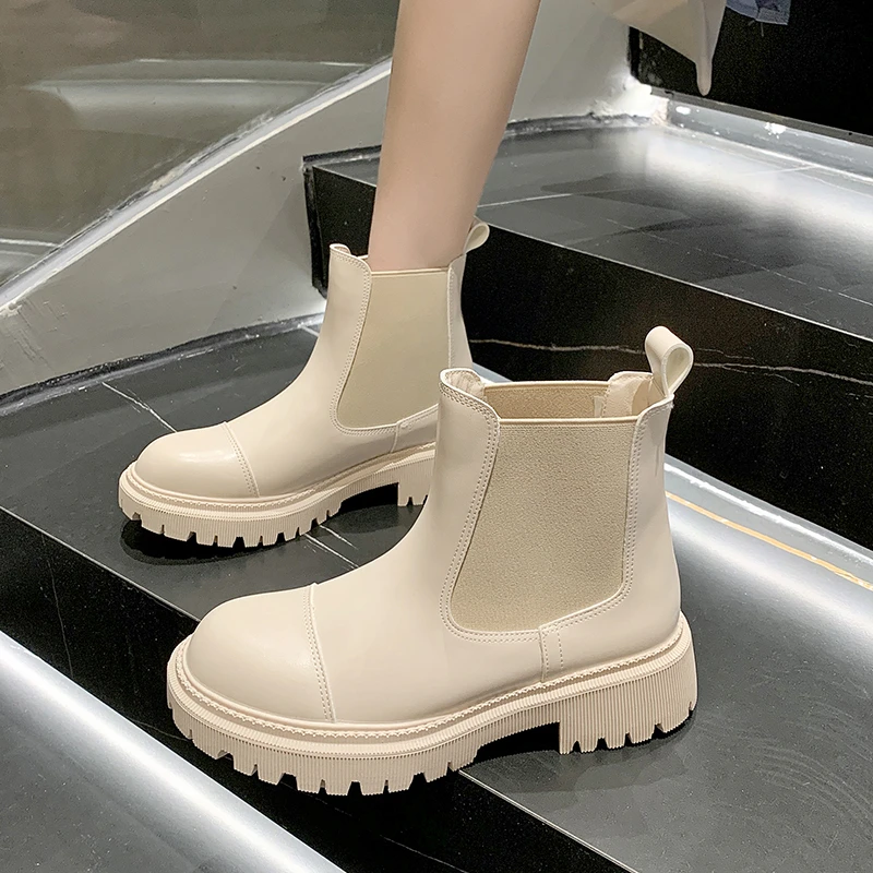 

Ботинки Челси женские до середины икры, роскошные дизайнерские полусапожки с круглым носком, Элегантная Модная элегантная обувь, цвет белы...