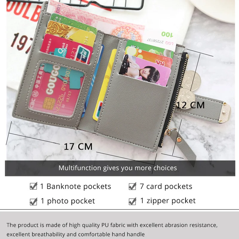 LADSOUL женские кошельки маленький кошелек из искусственной кожи однотонный клатч