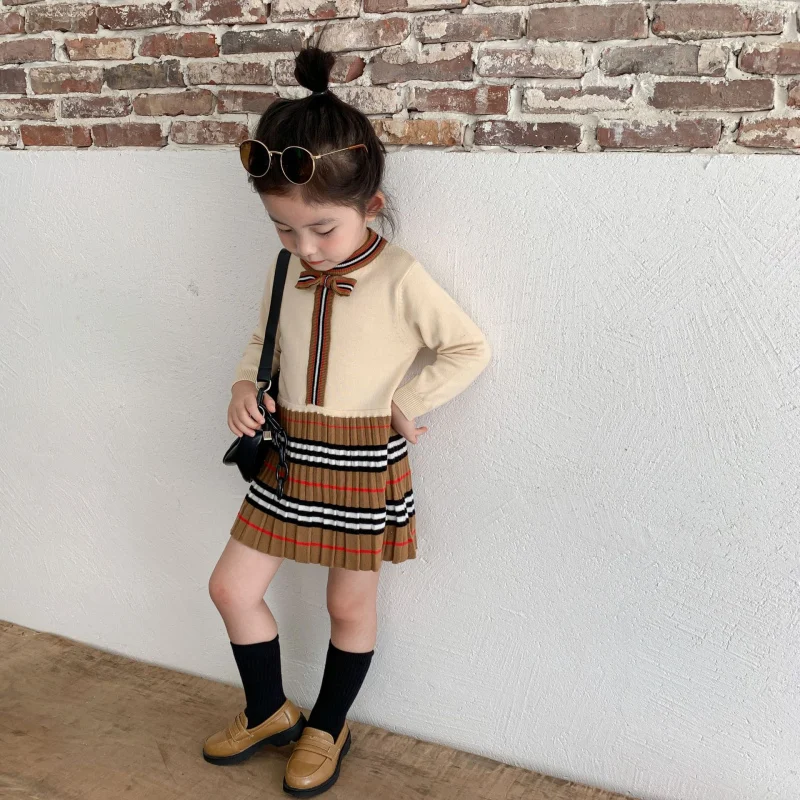 

Knitting Spring Summer Girls Dresses Teenagers Toddler Outwear Children Clothes School Uniform Dresses Special Occasion High Qua