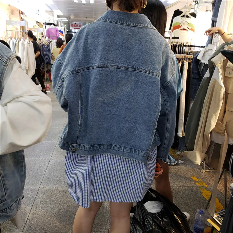 Harajuku BF стиль девушки Поддельные Двух Частей Свободная джинсовая куртка женская