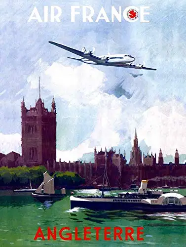 

Air France Angleterre Metal Tin Sign Retor Wall Decor Tin Sign 8x12 Inch
