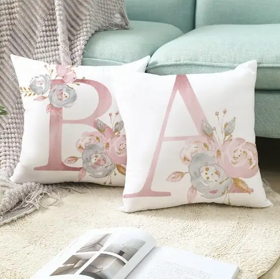 1 шт. 45x45 см Буква/цифровая Подушка Цветок Наволочка для гостиной спальни цифровая